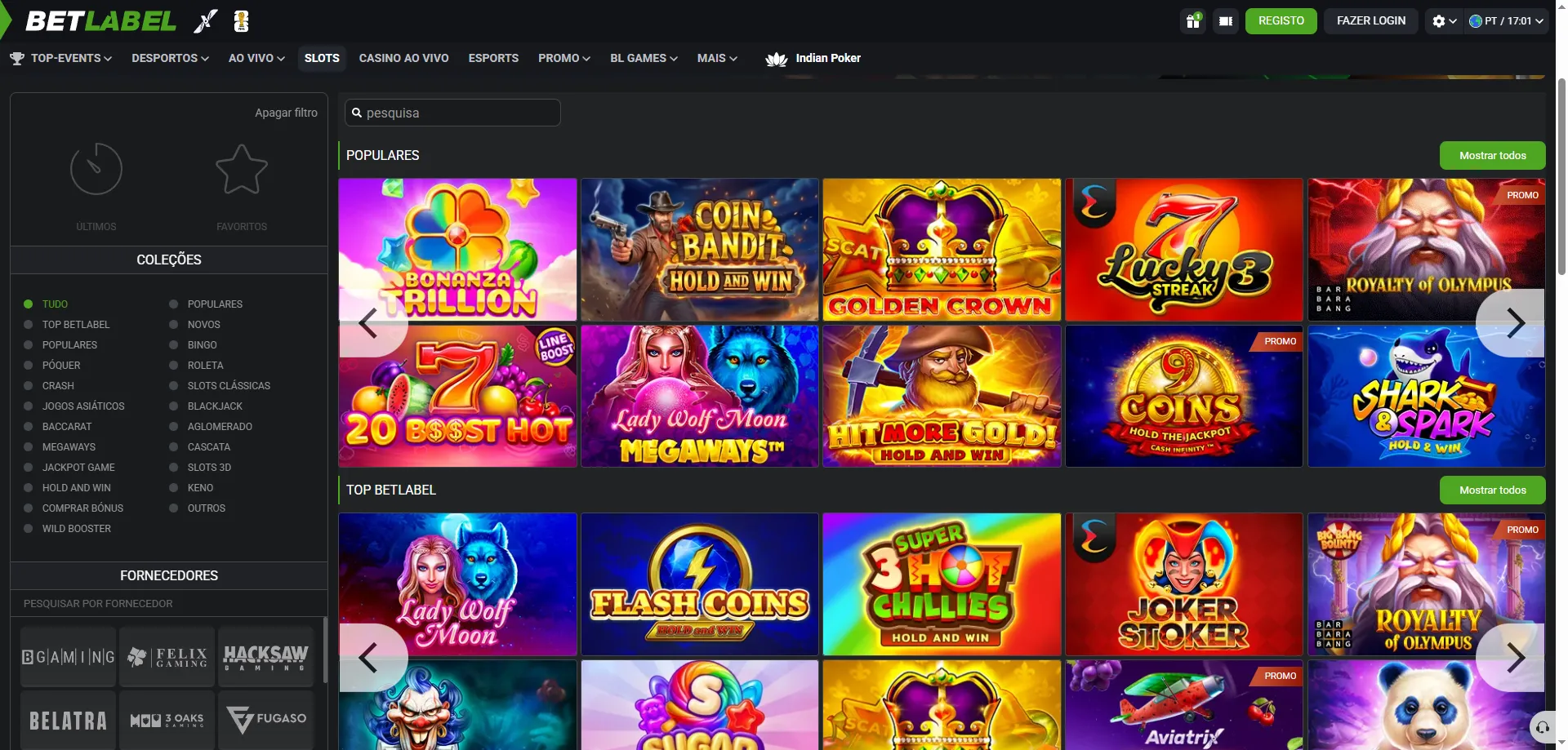 BetLabel Casino igre – sloti, mize in živa dealerska soba